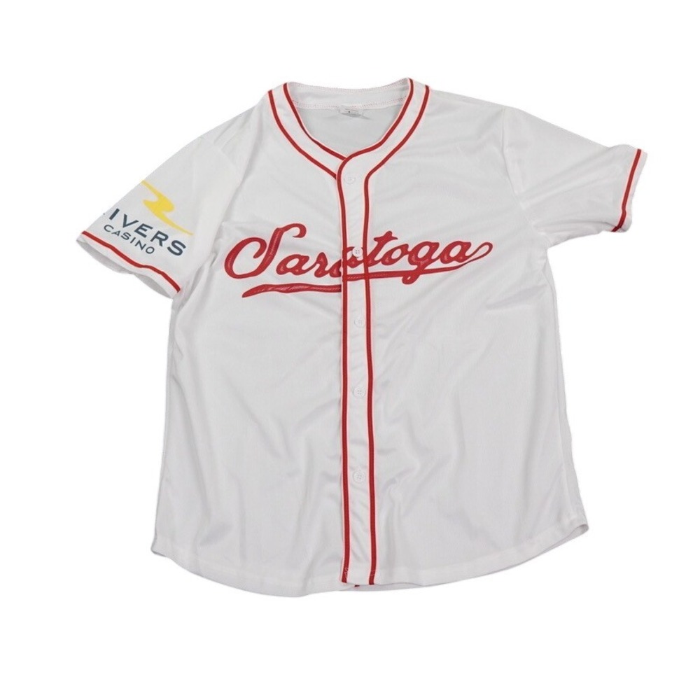 Saratoga Race Course Baseball Jersey Mens Medium‎ White Rivers CasinoSGA 2024